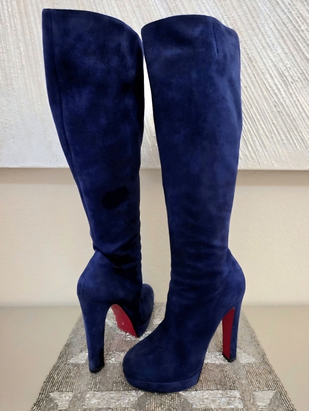 Christian Louboutin Royal Blue Suede Knee-High Boots - Size EU 39 (Fits US 8) - Picture 4 of 16